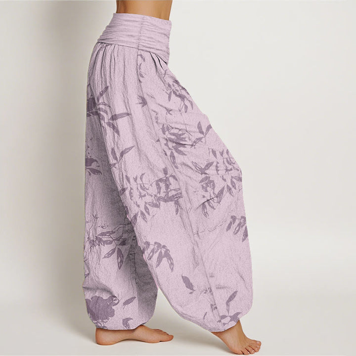 Pantalon sarouel à taille élastique pour femme, motif branches de Buddha Stones en pur coton - image 10