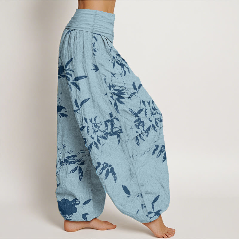 Pantalon sarouel à taille élastique pour femme, motif branches de Buddha Stones en pur coton - image 7
