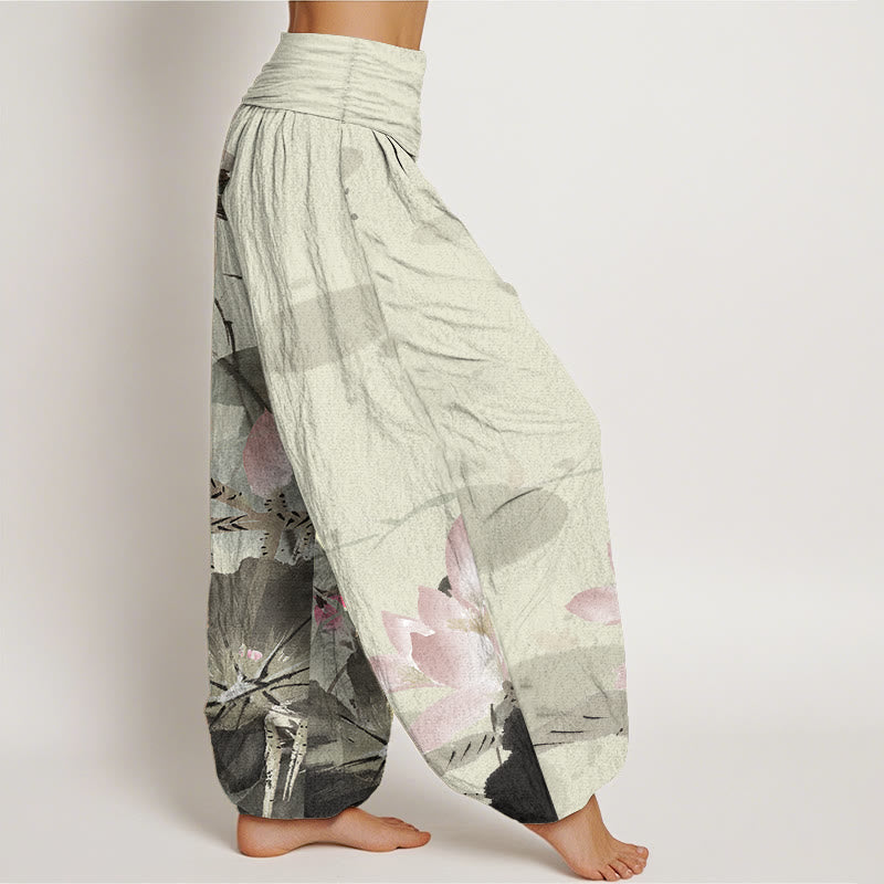 Pantalon Buddha Stones de lotus et oiseaux