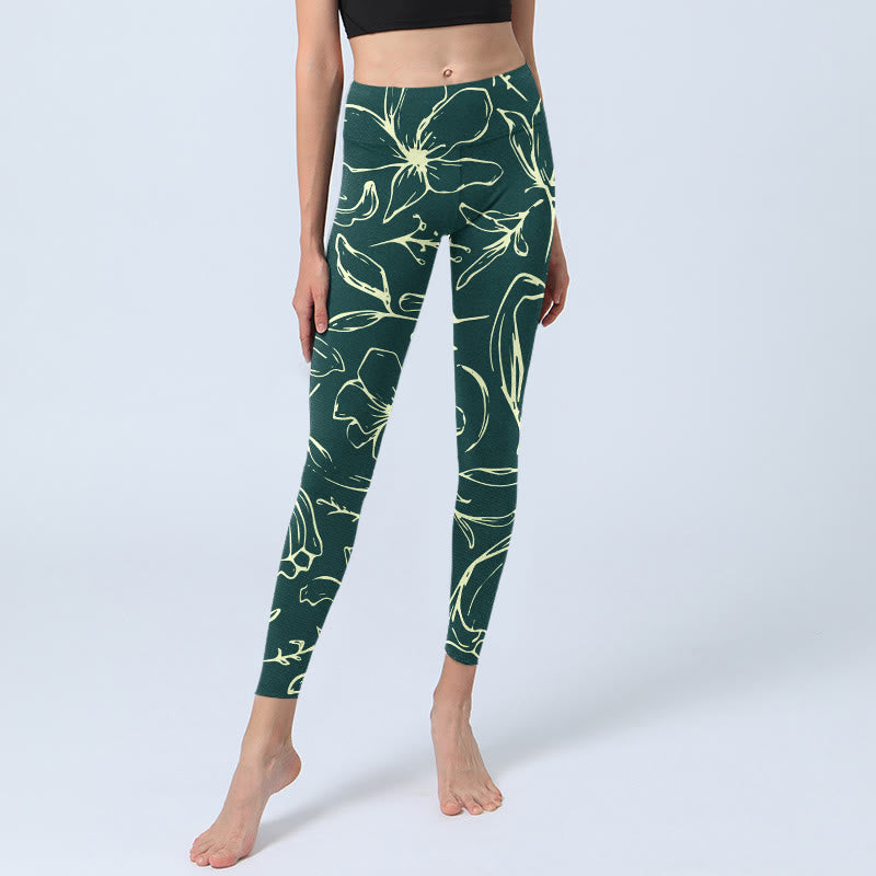 Leggings de sport à imprimé de grands pétales floraux Buddha Stones pour femmes, pantalons de yoga - image 6