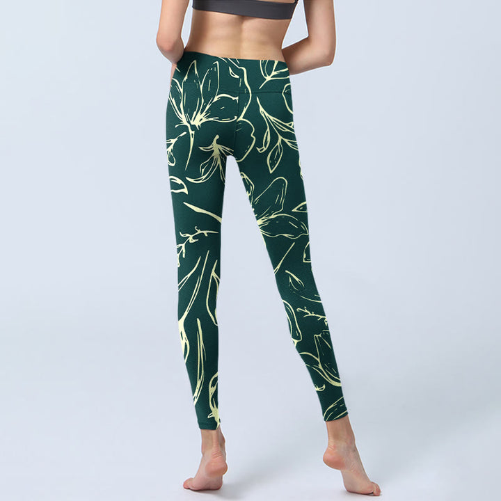 Leggings de sport à imprimé de grands pétales floraux Buddha Stones pour femmes, pantalons de yoga - image 7
