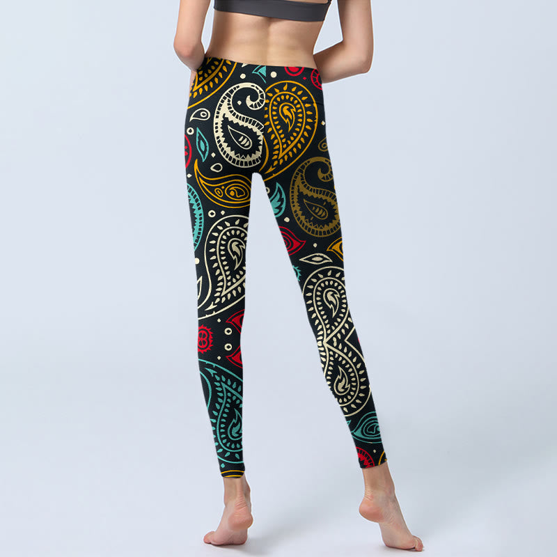 Leggings de sport à imprimé cachemire coloré Buddha Stones pour femmes, pantalons de yoga - image 6