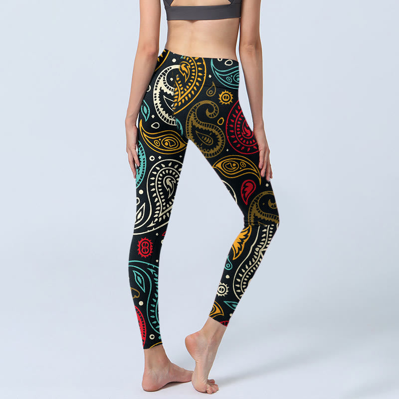 Leggings de sport à imprimé cachemire coloré Buddha Stones pour femmes, pantalons de yoga - image 4