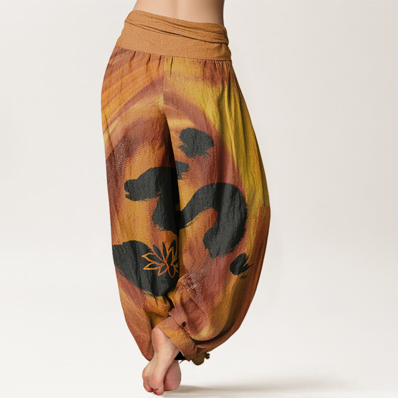 Pantalon sarouel à taille élastique pour femme, motif Buddha Stones, symbole OM, fleur de lotus - image 6