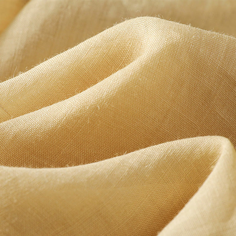 Chemise femme à manches mi-longues et boutons en coton brodés de feuilles et de Buddha Stones