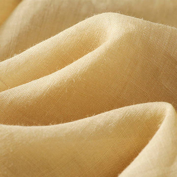 Chemise femme à manches mi-longues et boutons en coton brodés de feuilles et de Buddha Stones