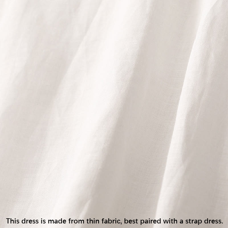 Robe mi-longue d'été en coton et lin à col en V et boutons grenouille pour femme - image 18