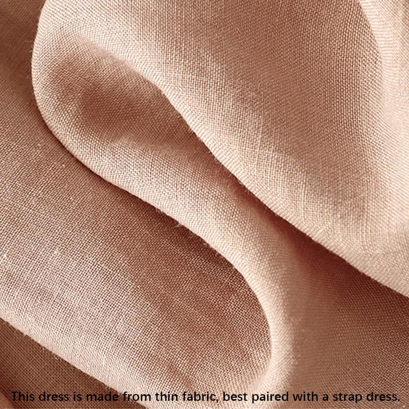 Robe mi-longue d'été en coton et lin à col en V et boutons grenouille pour femme - image 8