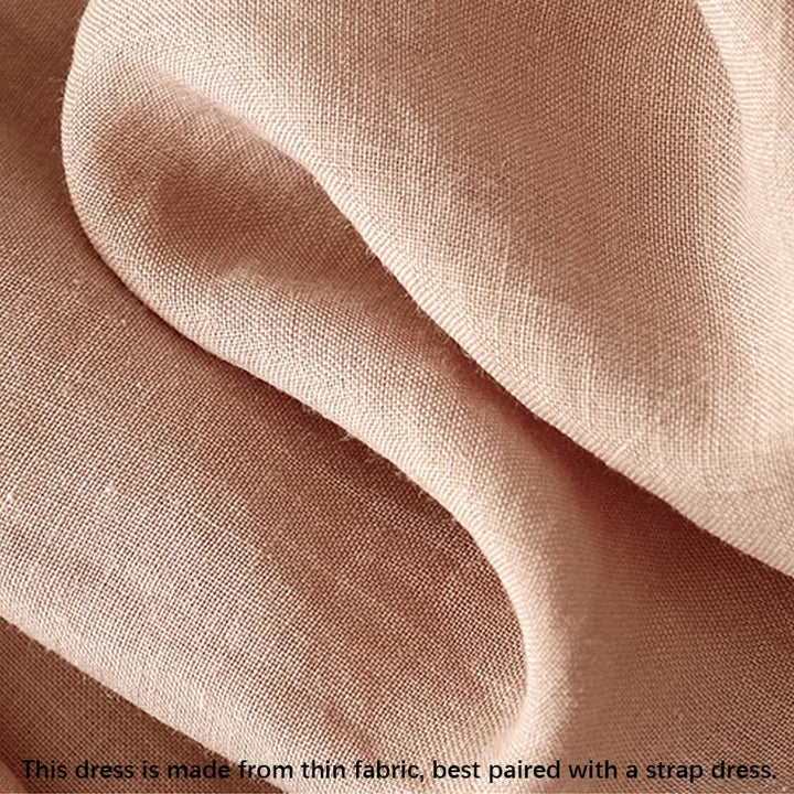 Robe mi-longue d'été en coton et lin à col en V et boutons grenouille pour femme - image 8