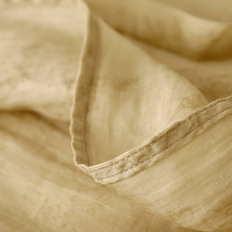 Robe mi-longue d'été en coton et lin à lacets et col en V pour femme avec poches - image 8