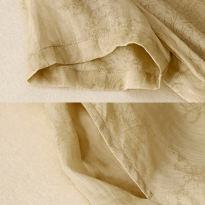 Robe mi-longue d'été en coton et lin à lacets et col en V pour femme avec poches - image 3