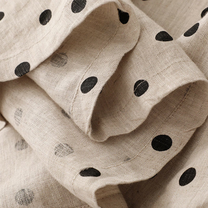 Robe mi-longue d'été à Buddha Stones et col en V en coton et lin avec lacets et poches pour femme - image 18