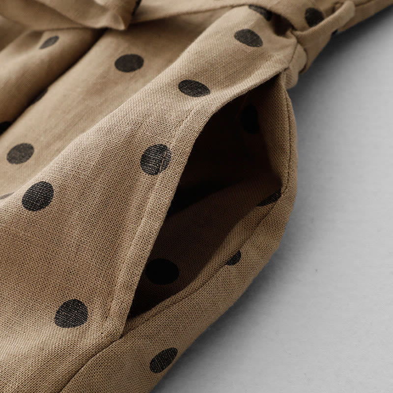 Robe mi-longue d'été à Buddha Stones et col en V en coton et lin avec lacets et poches pour femme - image 4