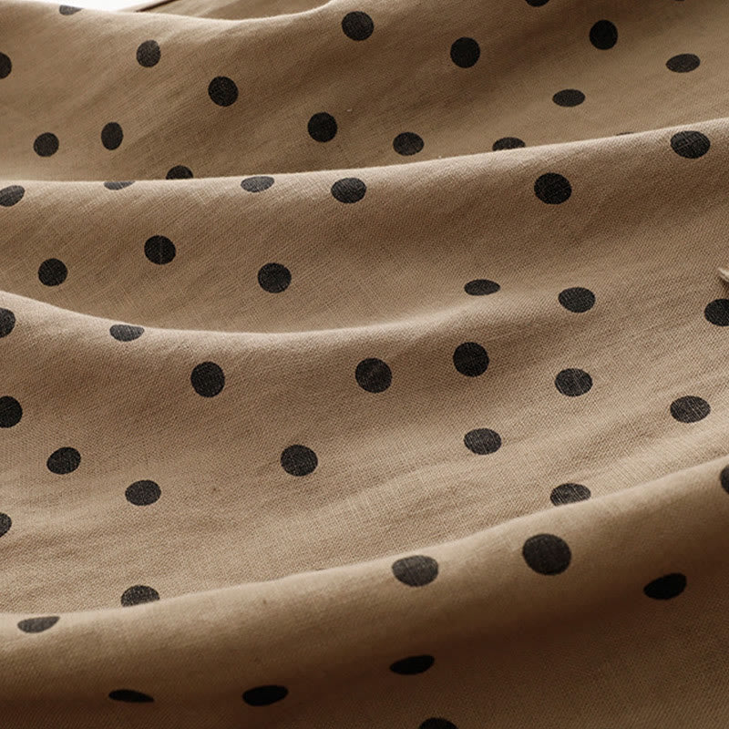 Robe mi-longue d'été à Buddha Stones et col en V en coton et lin avec lacets et poches pour femme - image 7