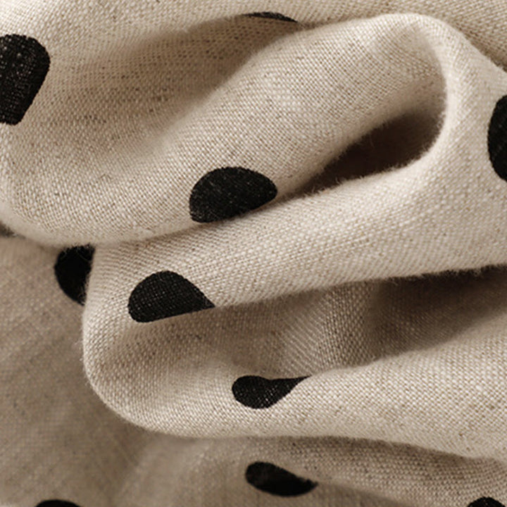 Robe mi-longue d'été à Buddha Stones et col en V en coton et lin avec lacets et poches pour femme