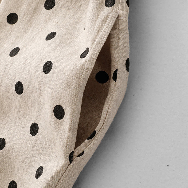 Robe mi-longue d'été à Buddha Stones et col en V en coton et lin avec lacets et poches pour femme - image 12