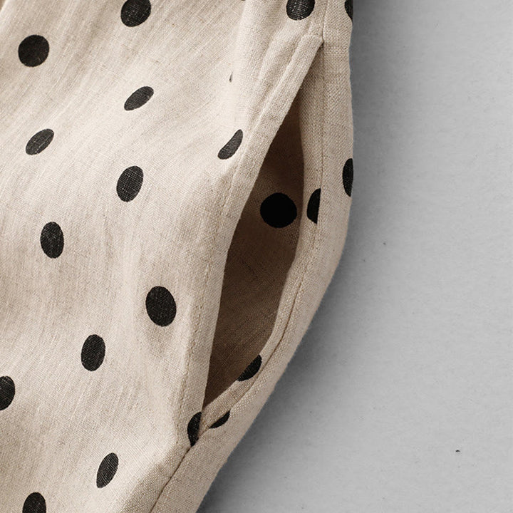 Robe mi-longue d'été à Buddha Stones et col en V en coton et lin avec lacets et poches pour femme - image 12