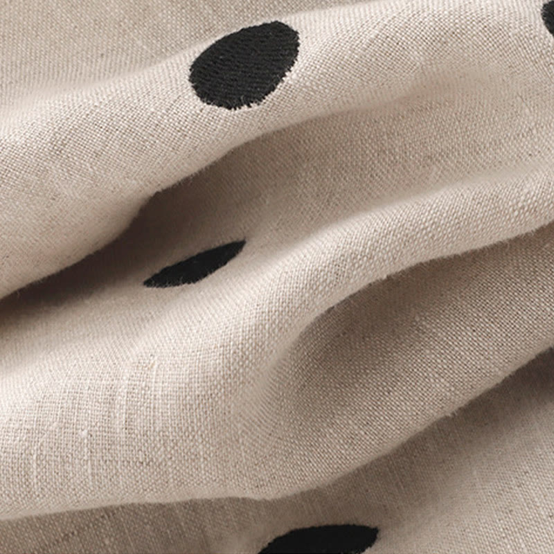 Robe mi-longue à Buddha Stones et col en V en coton et lin avec lacets et poches pour femme - image 17