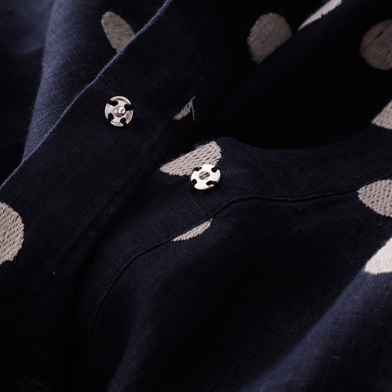 Robe mi-longue à Buddha Stones et col en V en coton et lin avec lacets et poches pour femme - image 4