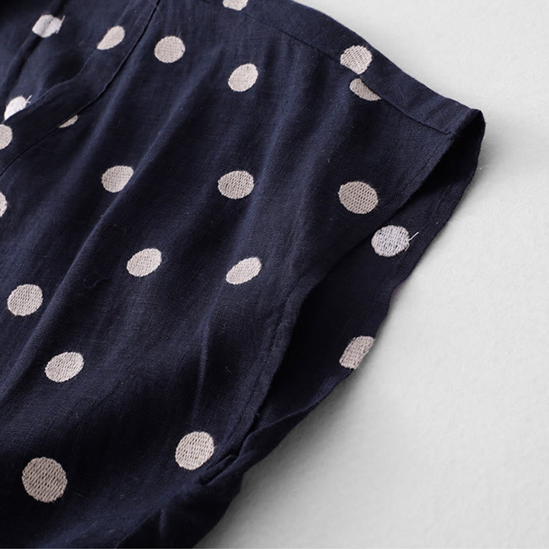 Robe mi-longue à Buddha Stones et col en V en coton et lin avec lacets et poches pour femme - image 6