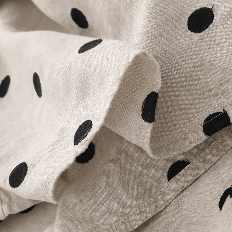 Robe mi-longue à Buddha Stones et col en V en coton et lin avec lacets et poches pour femme - image 15