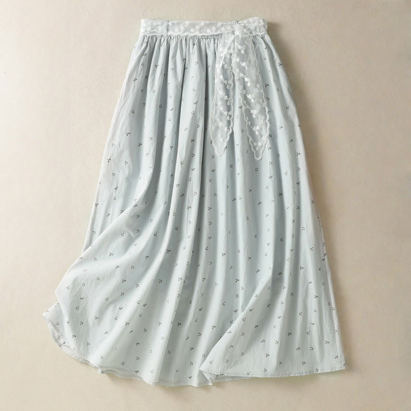 Jupe femme en coton à taille élastique et poches, motif Buddha Stones et petites fleurs