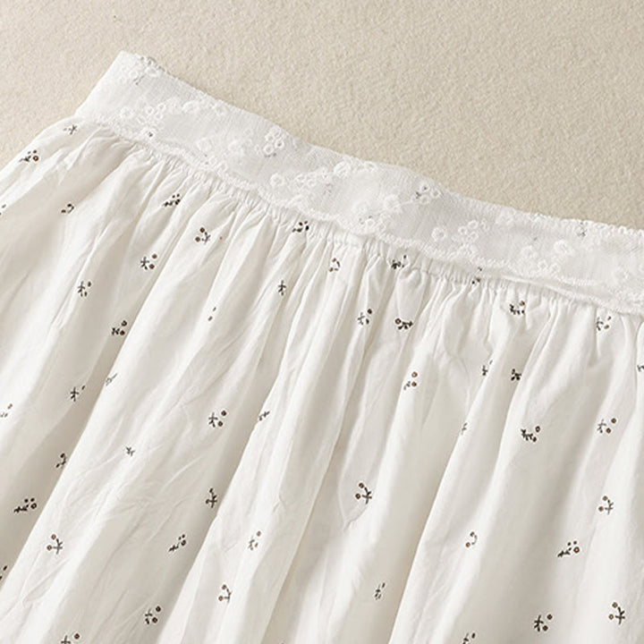Jupe femme en coton à taille élastique et poches, motif Buddha Stones et petites fleurs