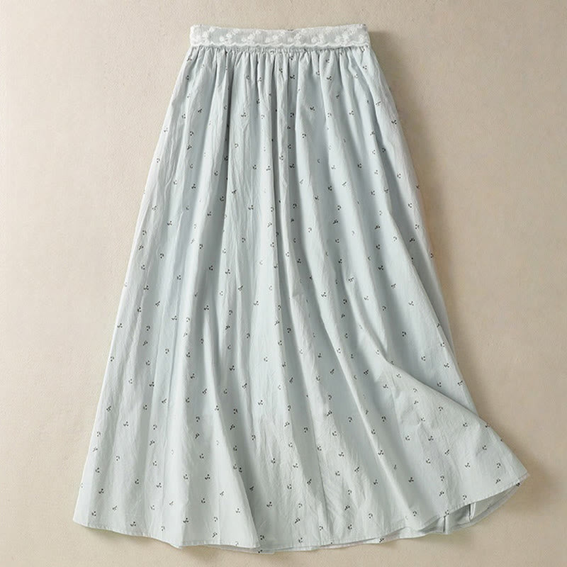 Jupe femme en coton à taille élastique et poches, motif Buddha Stones et petites fleurs