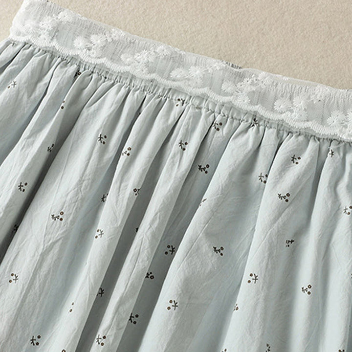 Jupe femme en coton à taille élastique et poches, motif Buddha Stones et petites fleurs