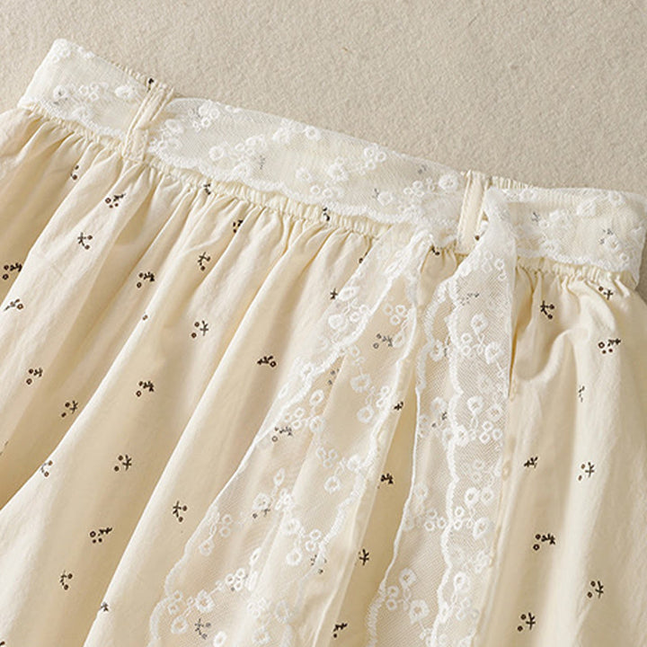 Jupe femme en coton à taille élastique et poches, motif Buddha Stones et petites fleurs