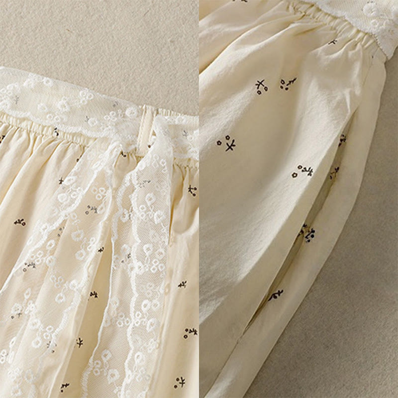 Jupe femme en coton à taille élastique et poches, motif Buddha Stones et petites fleurs