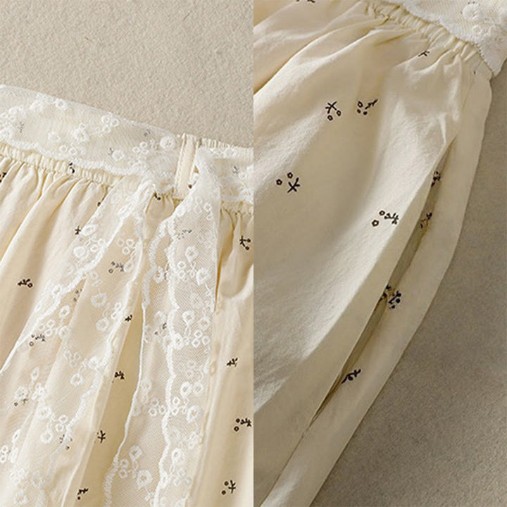 Jupe femme en coton à taille élastique et poches, motif Buddha Stones et petites fleurs
