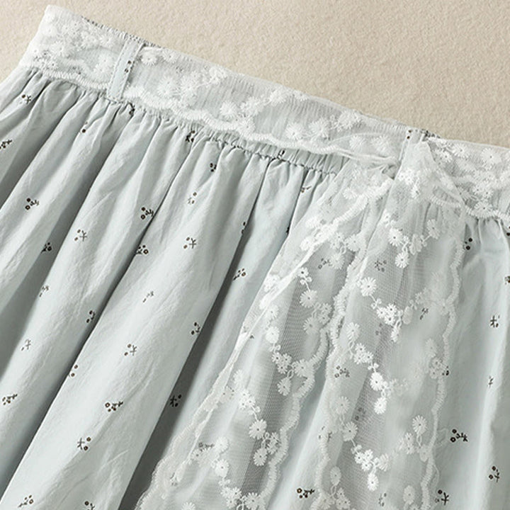 Jupe femme en coton à taille élastique et poches, motif Buddha Stones et petites fleurs
