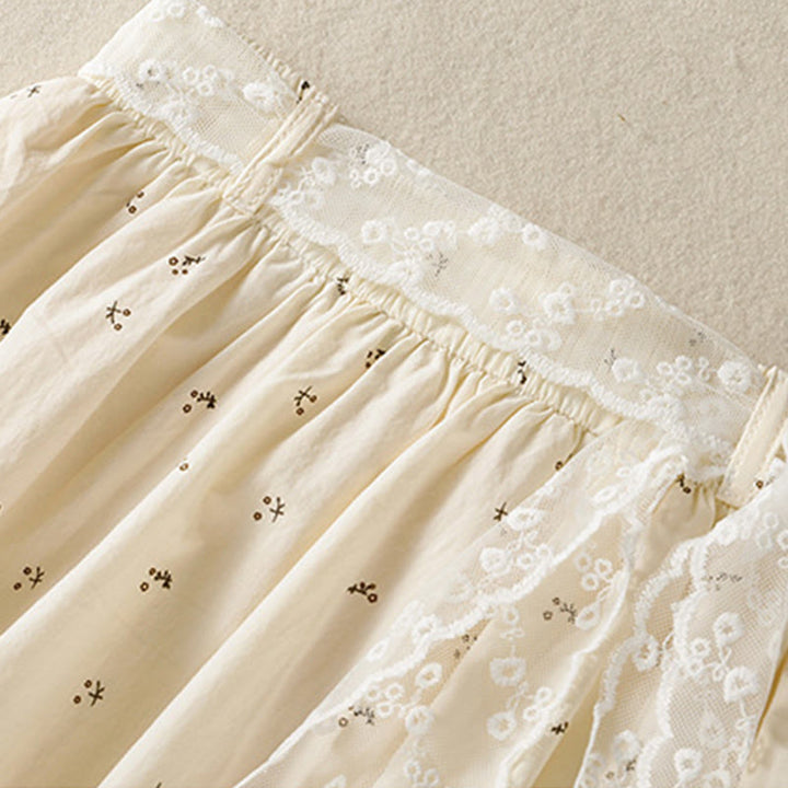 Jupe femme en coton à taille élastique et poches, motif Buddha Stones et petites fleurs