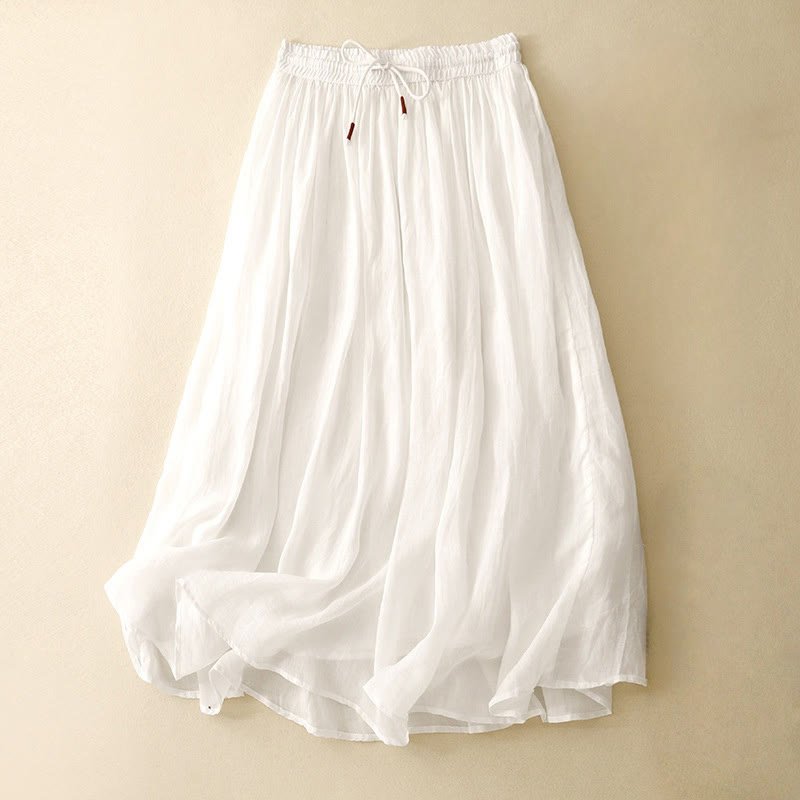 Jupe d'été pour femme avec cordon de serrage et taille élastique, motif Buddha Stones - Blanc - US8-10，UK/AU12-14，EU40-42 (2XL) - image 0