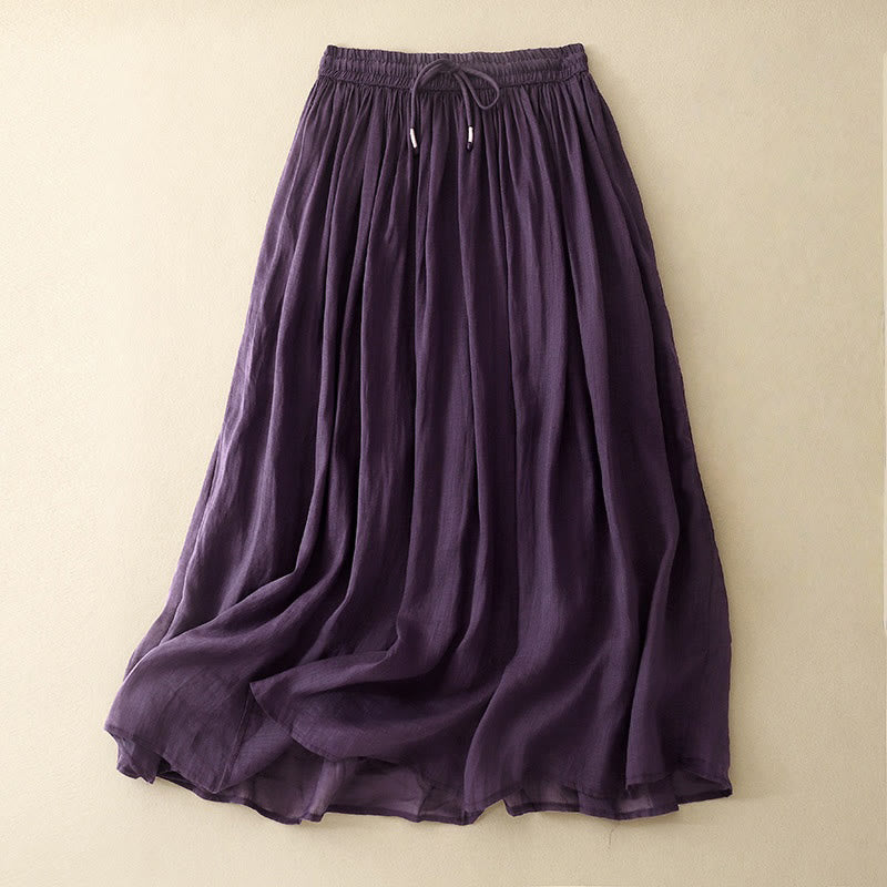 Jupe d'été pour femme, couleur unie, taille élastique et cordon de serrage, motif Buddha Stones - Magenta foncé - US8-10，UK/AU12-14，EU40-42 (2XL) - image 9