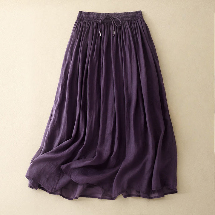 Jupe d'été pour femme, couleur unie, taille élastique et cordon de serrage, motif Buddha Stones - Magenta foncé - US8-10，UK/AU12-14，EU40-42 (2XL) - image 9