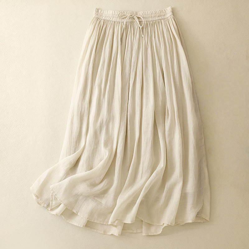 Jupe d'été pour femme avec cordon de serrage et taille élastique, motif Buddha Stones - Beige - US8-10，UK/AU12-14，EU40-42 (2XL) - image 20