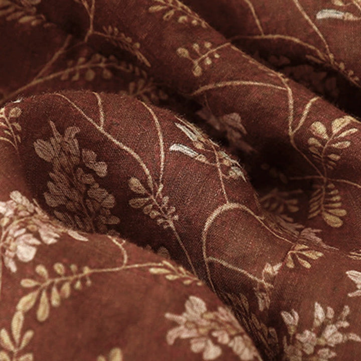 Jupe trapèze en coton et lin à motif floral Buddha Stones, taille élastique, avec poches - image 7