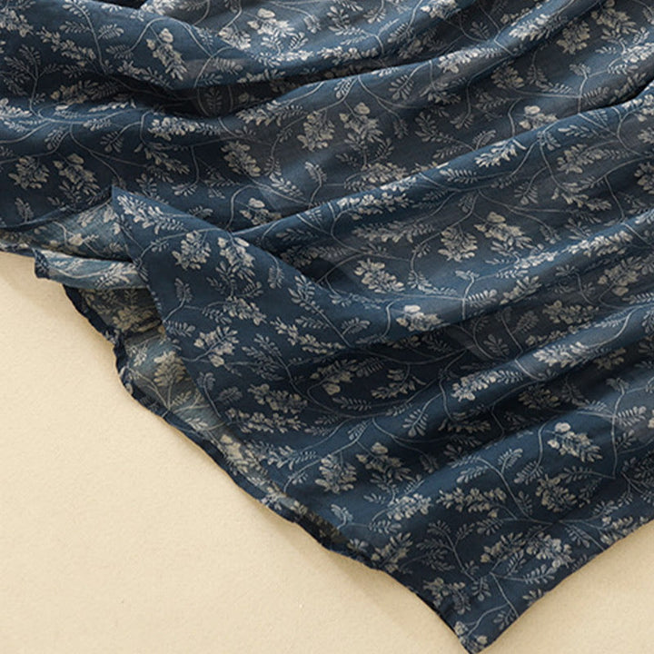 Jupe trapèze en coton et lin à motif floral Buddha Stones, taille élastique, avec poches - image 15