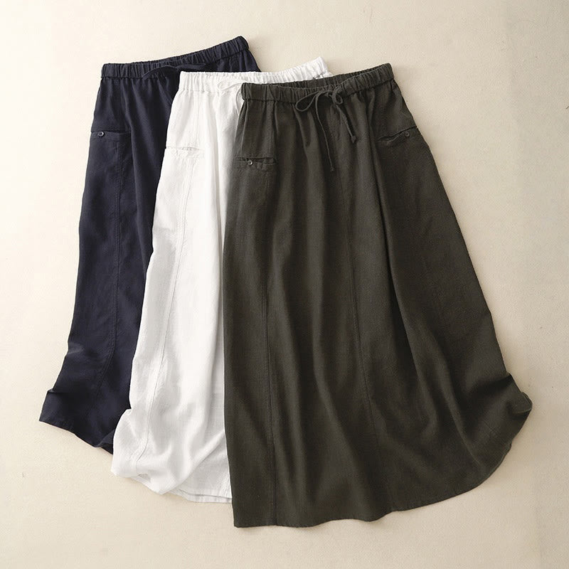 Jupe trapèze en coton à taille élastique et cordon de serrage Buddha Stones - image 1