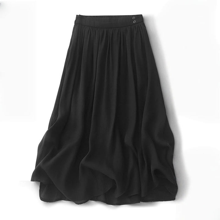 Jupe plissée simple à taille élastique avec poches pour femme Buddha Stones