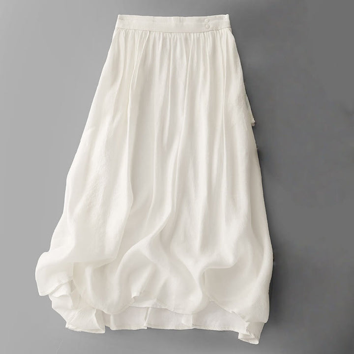 Jupe plissée simple à taille élastique avec poches pour femme Buddha Stones