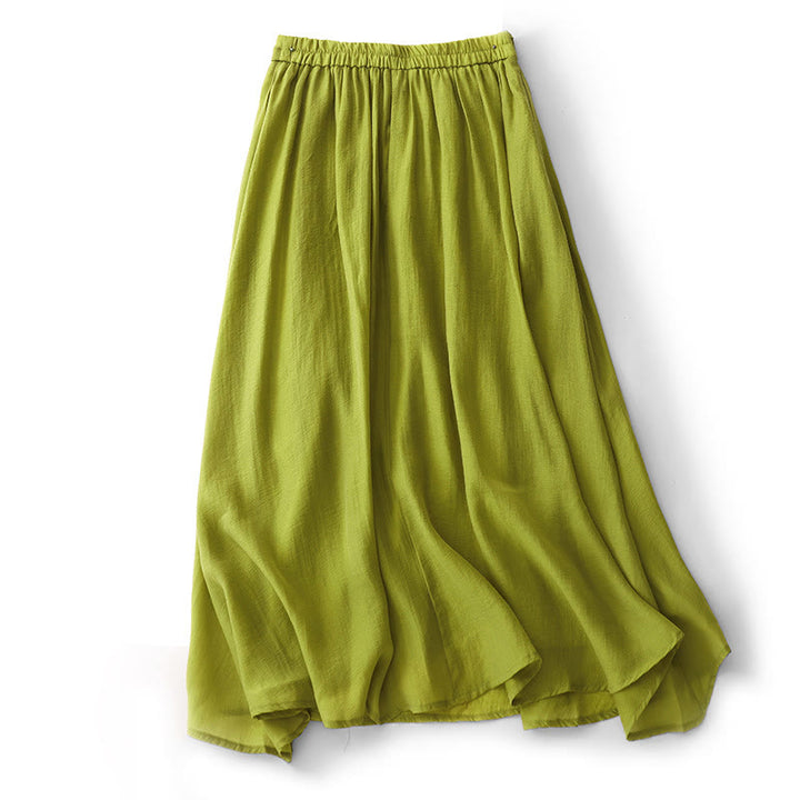Jupe plissée simple à taille élastique avec poches pour femme Buddha Stones