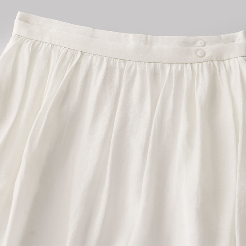 Jupe plissée simple à taille élastique avec poches pour femme Buddha Stones