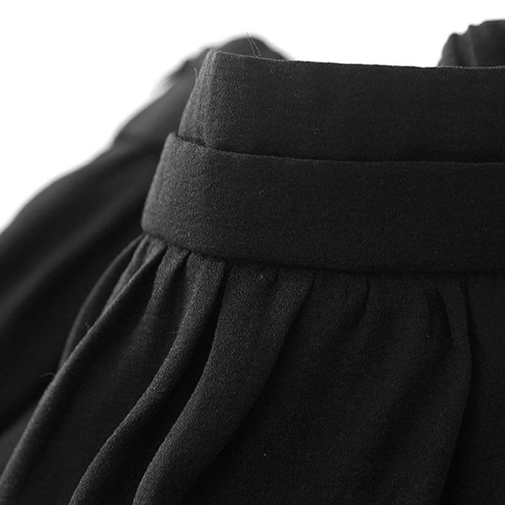 Jupe plissée simple à taille élastique avec poches pour femme Buddha Stones