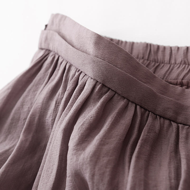 Jupe plissée simple à taille élastique avec poches pour femme Buddha Stones
