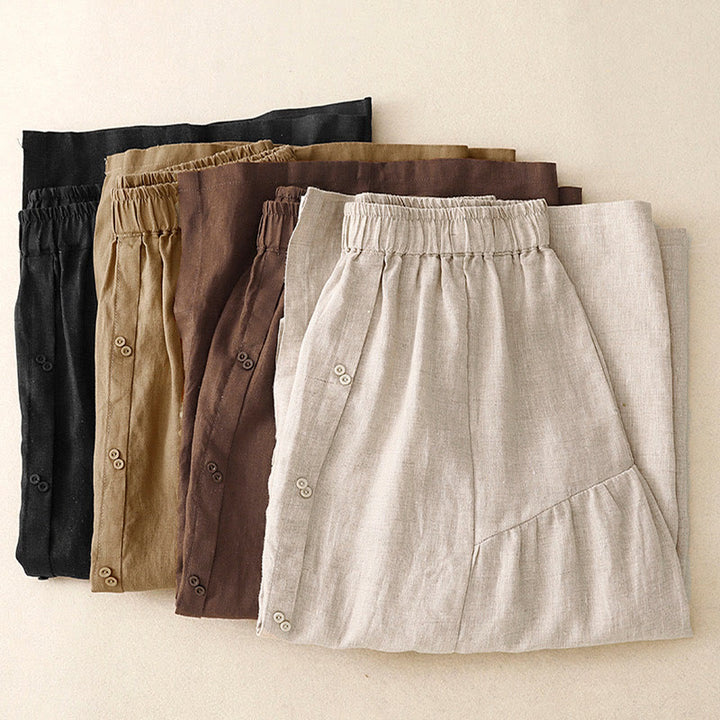 Jupe trapèze en coton avec poches et taille élastique et boutons style Buddha Stones - image 17