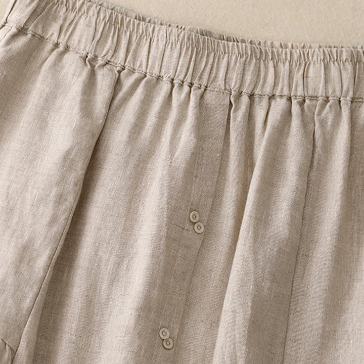 Jupe trapèze en coton avec poches et taille élastique et boutons style Buddha Stones