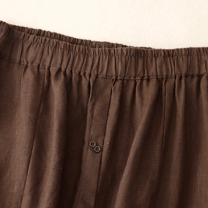 Jupe trapèze en coton avec poches et taille élastique et boutons style Buddha Stones